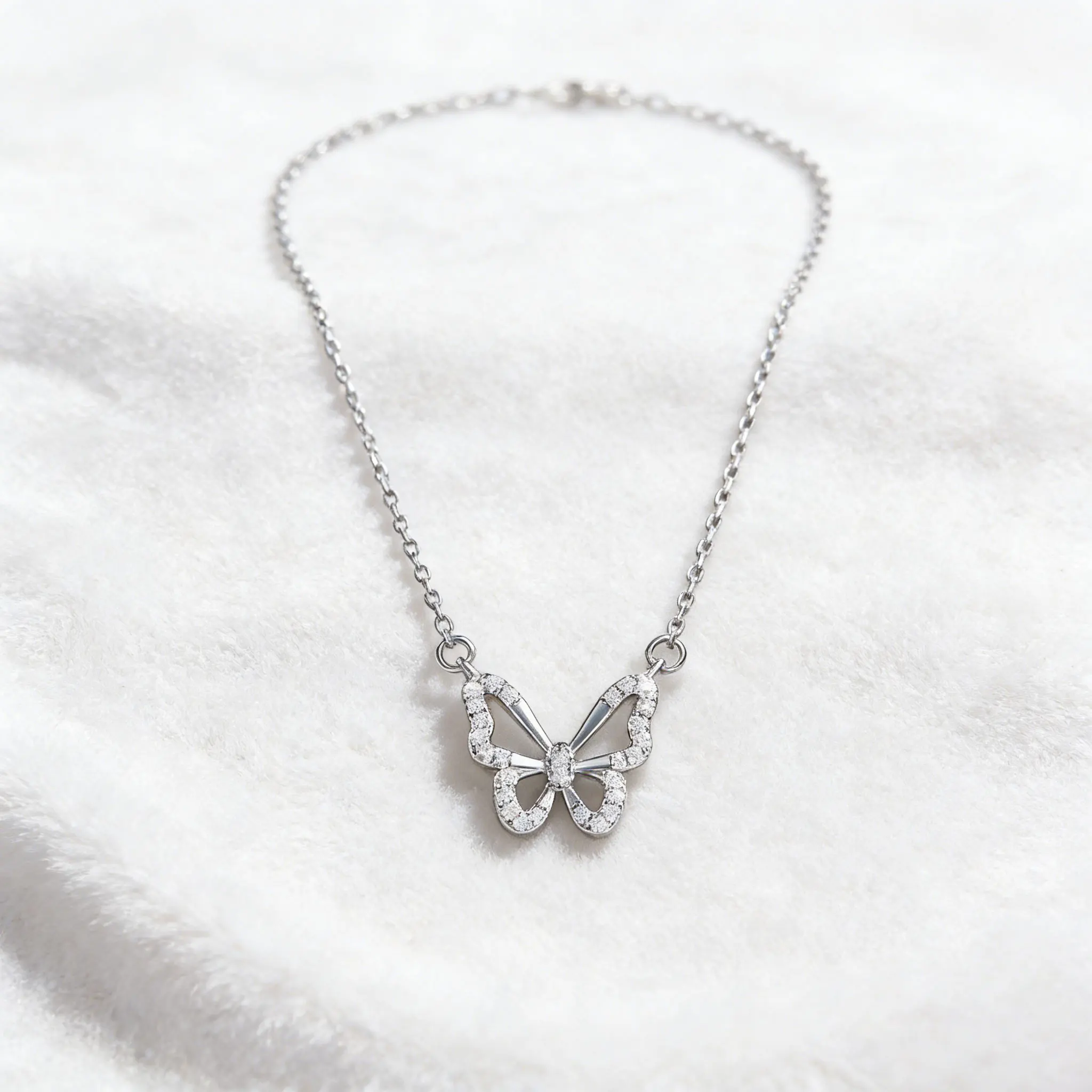 

1Pc Sweet Versatile Rhinestone Butterfly Necklace - Korean Style Niche Women's Clavicle Chain