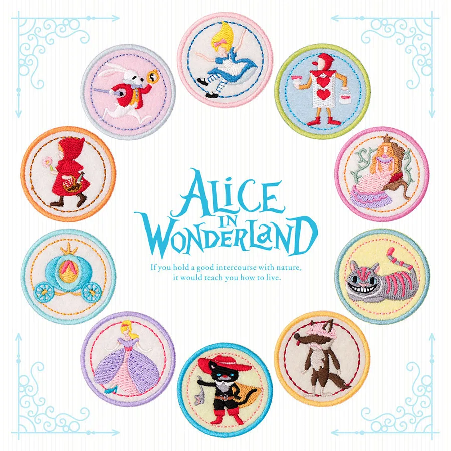 Alice Wonderland Embroidery Iron On Fabric Stickers for Clothes, DIY Decorative Patches, Fashion Self-adhesive Patches, 1 Piece