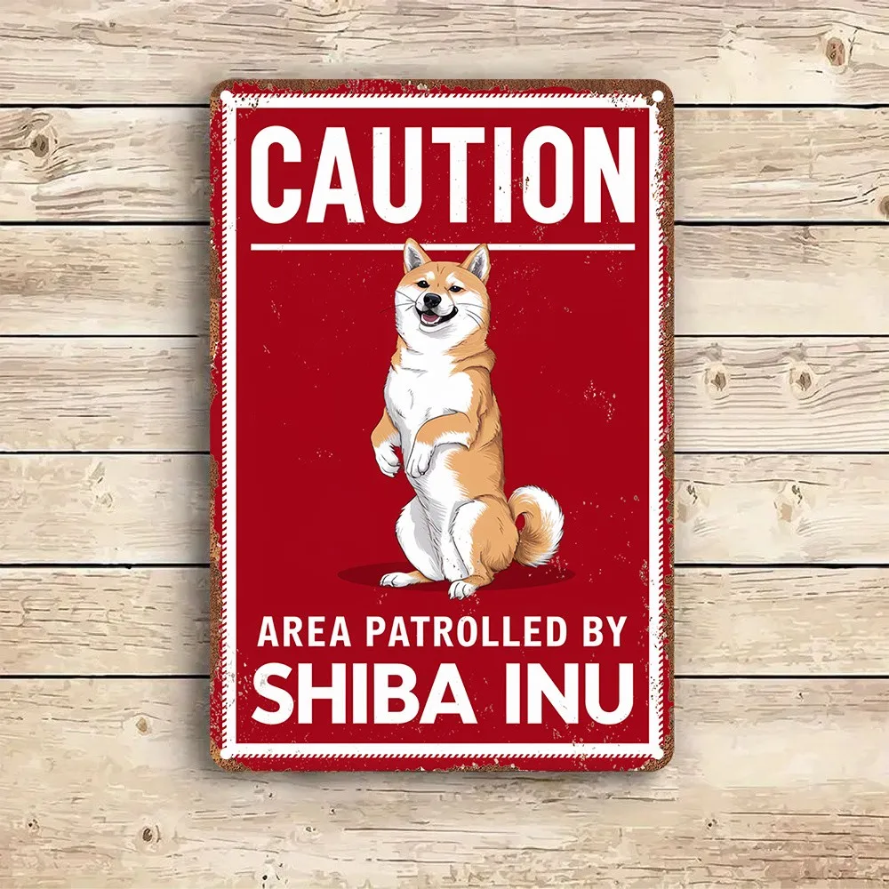 2027 Shiba Inu Warning Sign - Rustic Metal Wall Decor Suitable for Dog Lovers, 