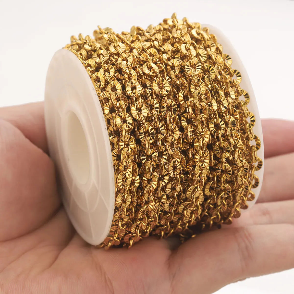 2m Lot Stainless Steel O Shape Oval Chain Cross Plated Gold Chains Link Roll for Jewelry Making DIY Necklace Bracelet Supplies image 5