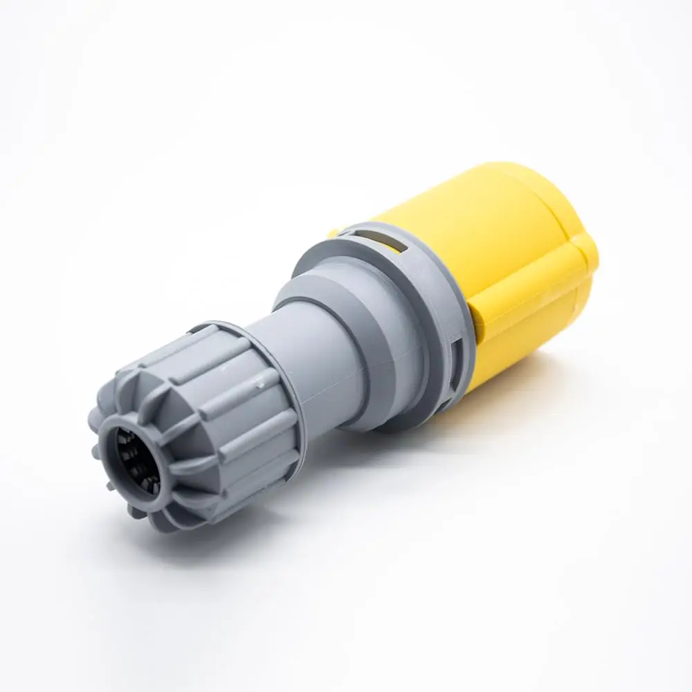 Industrial IP44 Waterproof Plug Connector, 16A 3 Pin (2P+E) 110V-130V, 50/60Hz, IEC 60309 CEE Form 4H, Cable Mount view 3