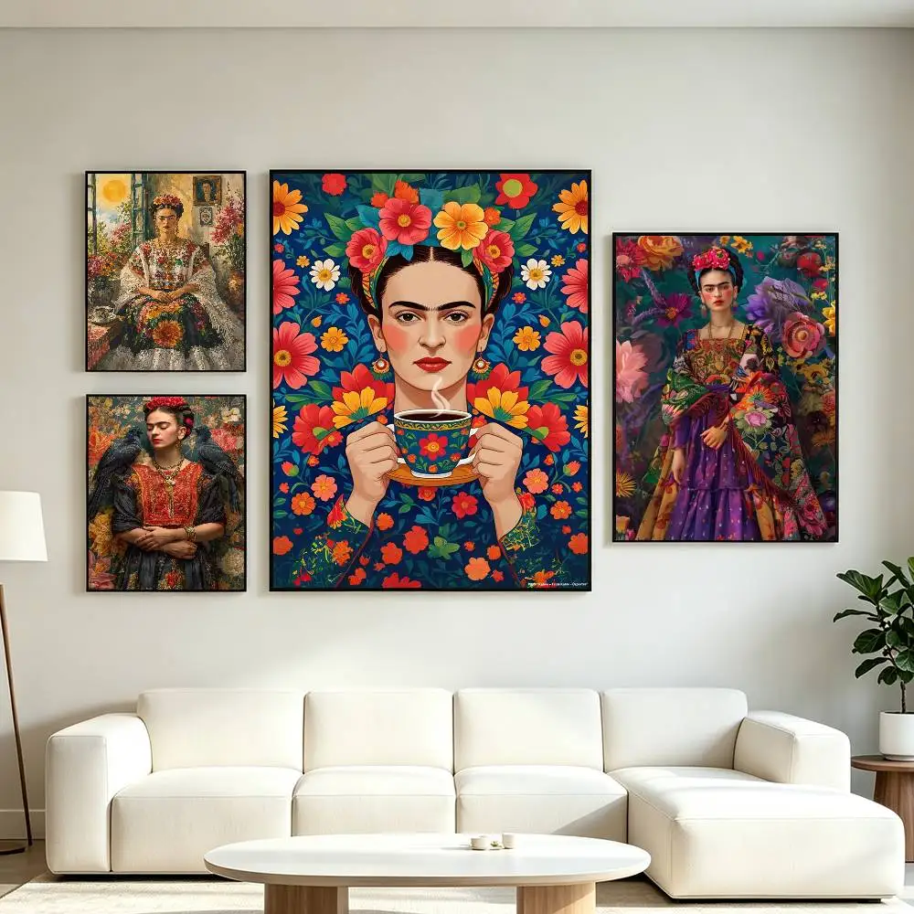 Frida Kahlo_1 Poster Waterproof Wall Art Sticker For Bar Living Room Vintage Decor High Quality Print Gift
