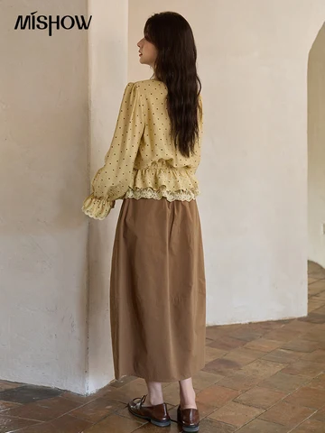 MISHOW Желтые льняные блузки  MXE42X1975