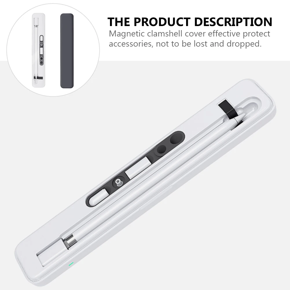 

Wireless Charging Storage Box 280mAh Pencil Holder Case for Pencil 1 Grey White Touch Pen Accessories Practical Supplies
