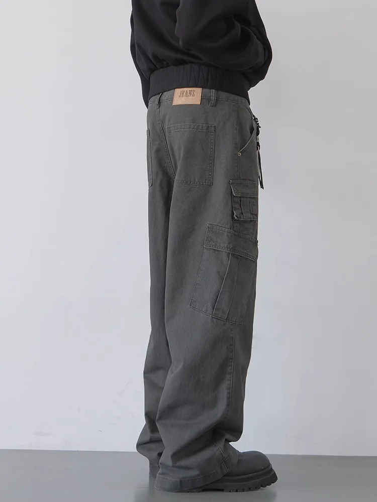 Hombre Jeans Pantalones Ocio Piernas anchas Cargo Algodón Suelto Vintage Splash Ink Retro Cleanfit