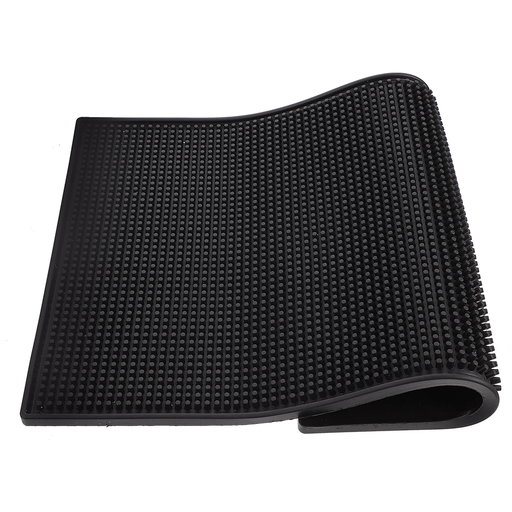 

Practical Bar Mat Silicone Non Slip Drying Pad Coffee Cup Coaster Black Placemat Table PVC Rubber Dish Mat Pad
