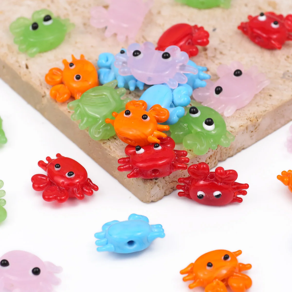 

1pcs Colorful Lampwork Beads Cartoon Crabs Shrimp Fish Animal Shapes Loose Beads For DIY Craft Jewelry Necklace Accessories