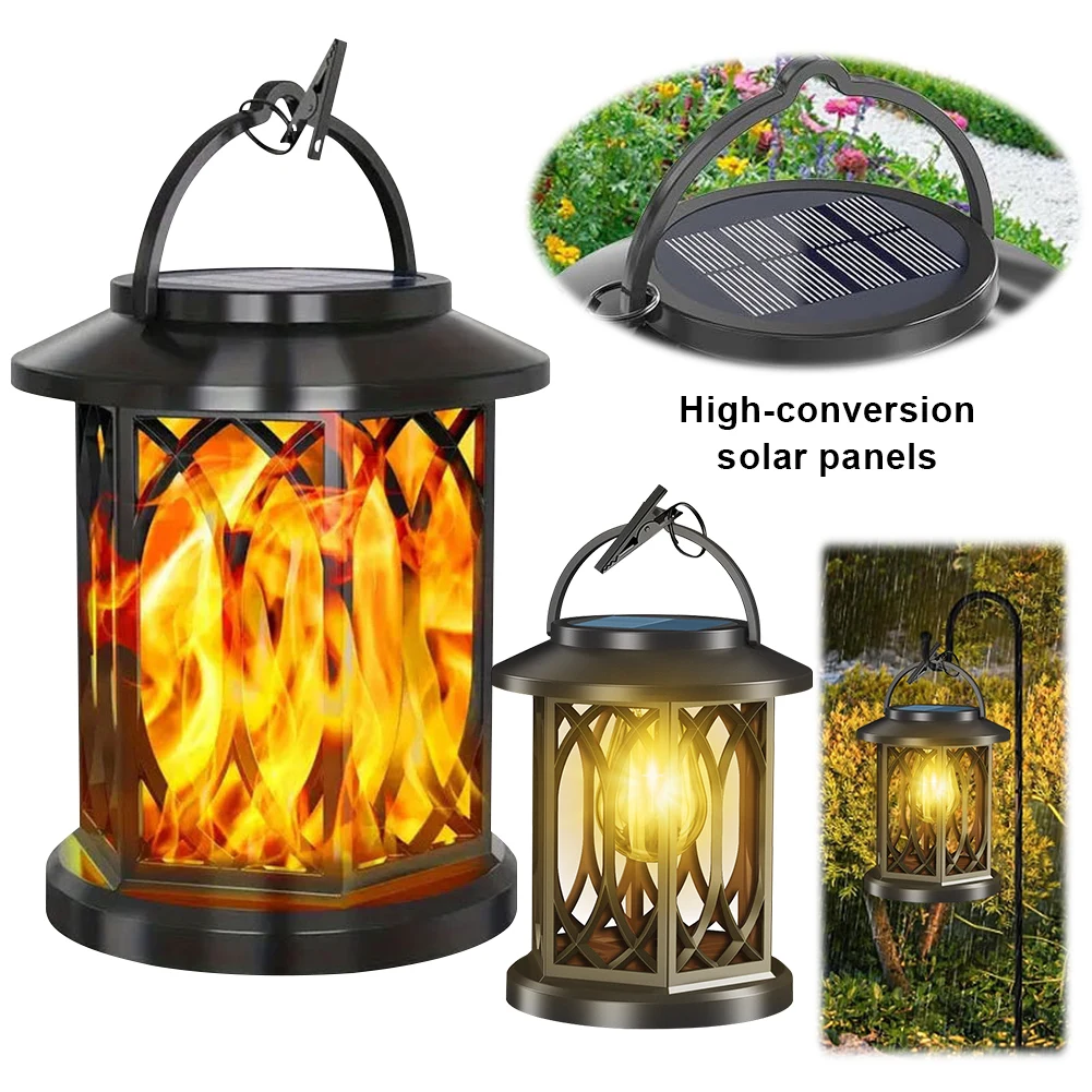 Solar Wall Lantern Outdoor with Flickering Flame Solar Powered Flame Lights Solar Powered Outdoor Lights for Garden Yard Decor
