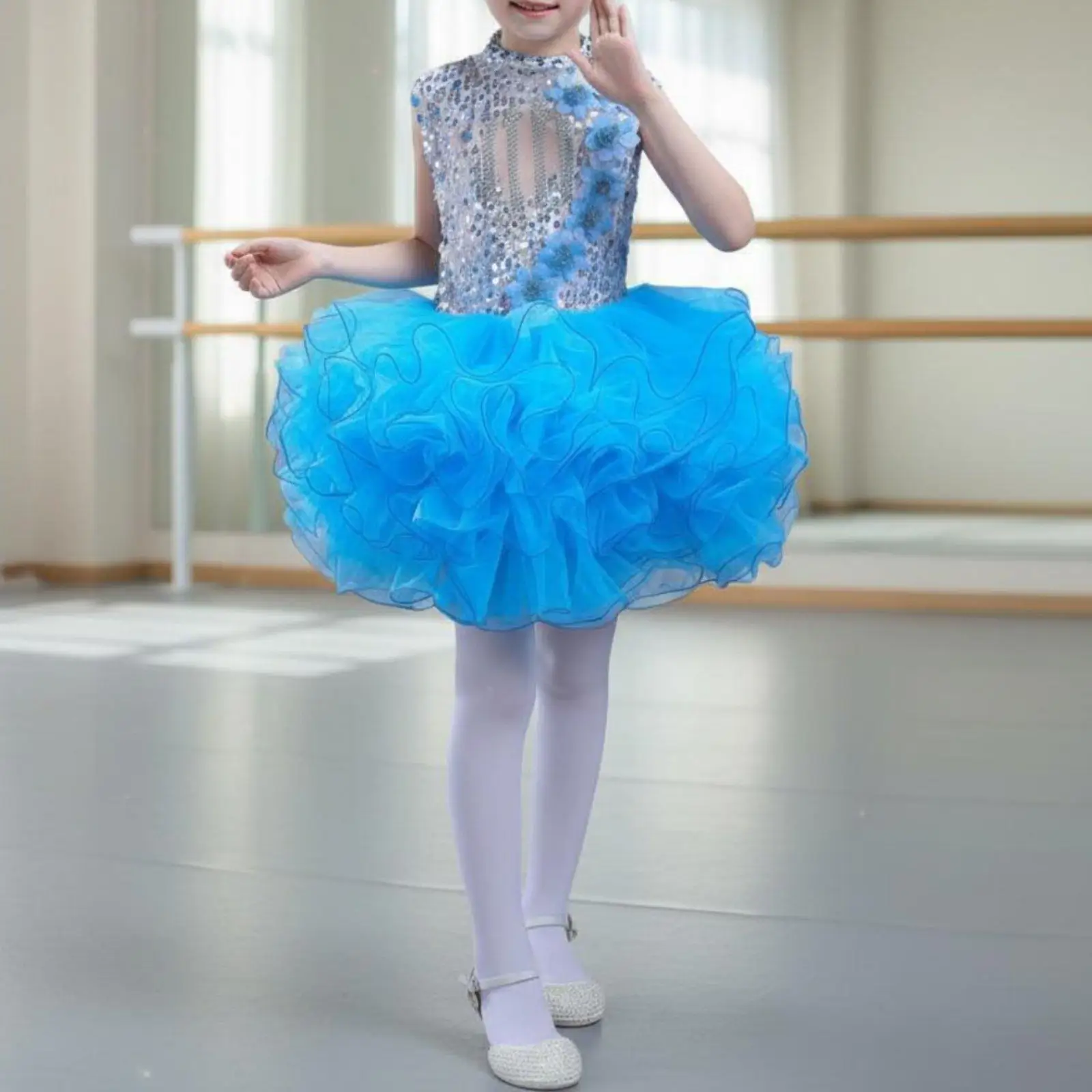 Kids Sequin Dress Children Overalls with Matching Bow Tie Stage Costume for Girls Dance Competition