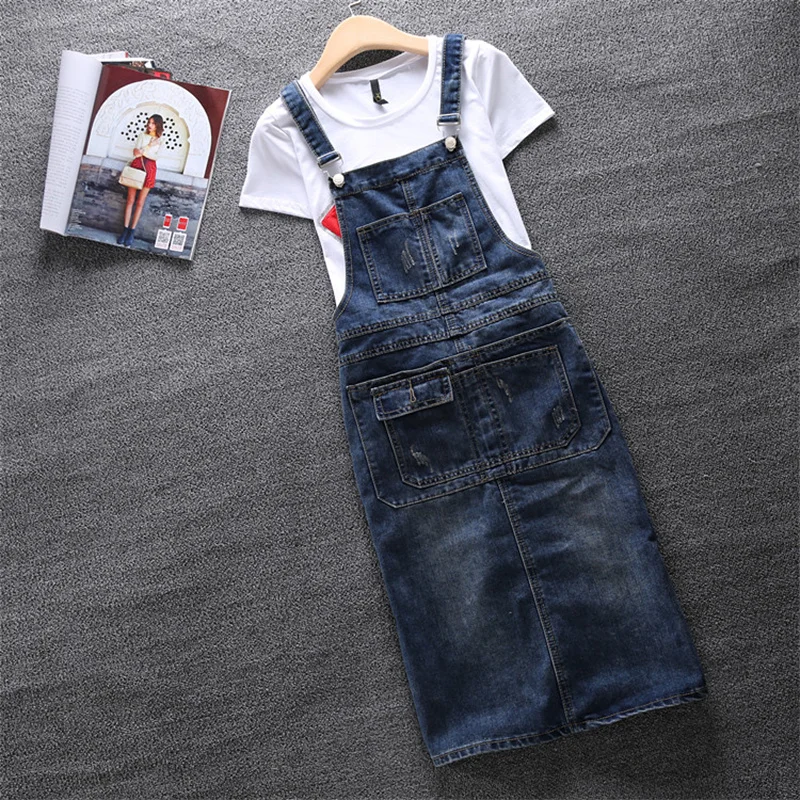 Robe en jean à bretelles pour femmes, robe longue en denim, robe de cow-boy décontractée, vêtements 