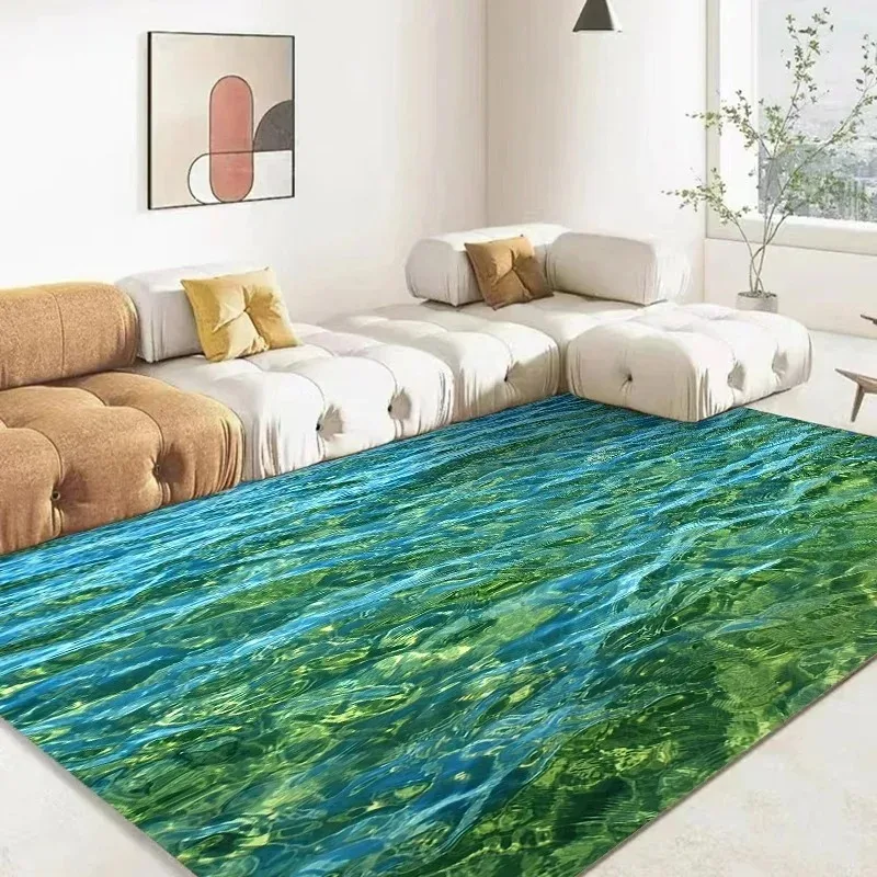 3D Ocean Sea Water Carpet Print Rug Home Decor Living Room Carpet Non-slip Floor Mat Kitchen Bedroom Entrance Doormat Play Mats