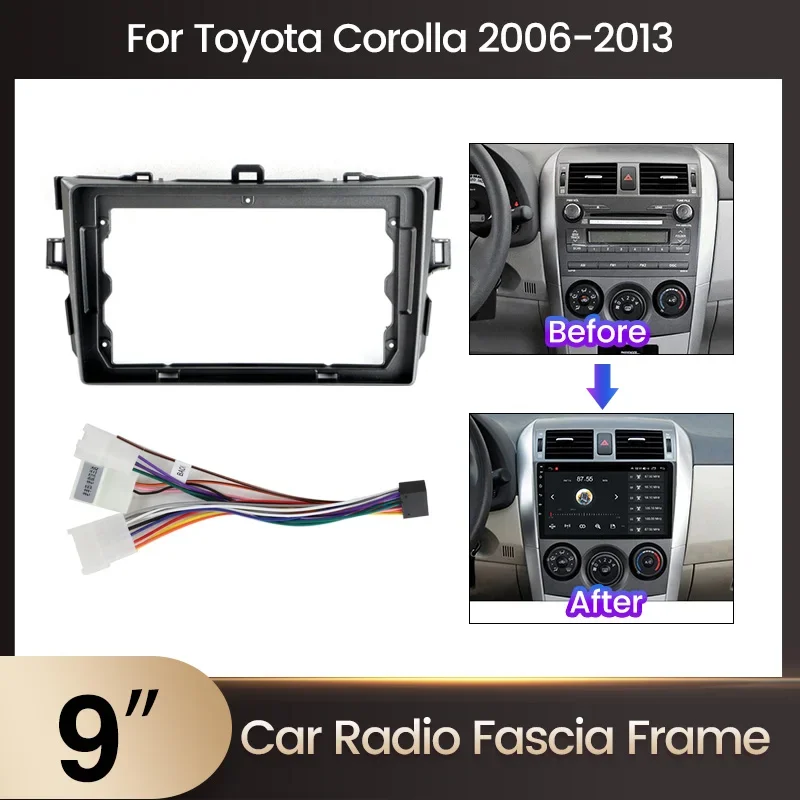 

9 inch Car DVD Frame Audio Dash For Toyota Corolla E140/150 2006 -2013 Trim Kits Panel Radio Player screen Multimedia Player Kit