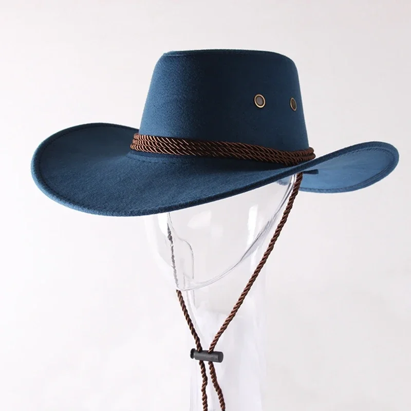 Vintage-Western-Cowboyhut, einfarbig, Basin-Hut, breite Krempe, Jazz-Hut, Outdoor-Sonnenschutz für Wandern, Camping, Reiten – Detail 8