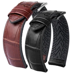 20MM 22MM Bracelet For Rolex IWC MAURICE LACROIX Omega Armani genuine Leather Watch band Waterproof Rubber Silicone Watch Strap