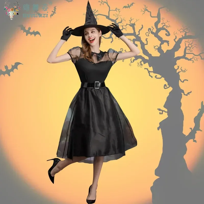 

New Halloween Costume Models Ghost Game Costumes Stage Costumes Black Veil Witch Costume Temperament Witch Night Cosplay Costume