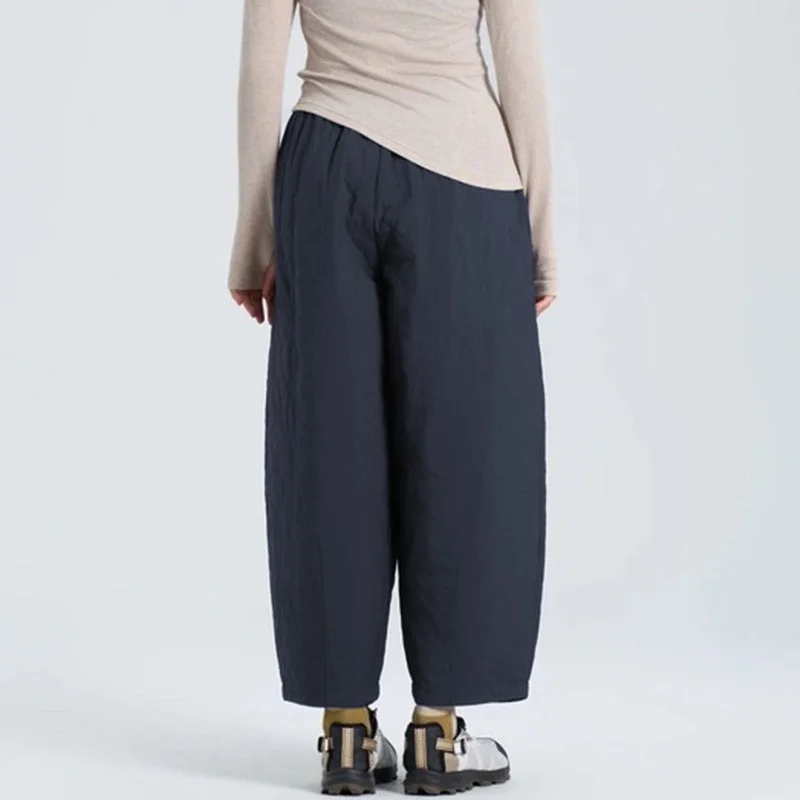 Pantalones acampanados de algodón con diseño de diamante Retro para mujer, pantalones de pierna ancha holgados informales, cálidos y rectos, prendas de vestir exteriores a la moda