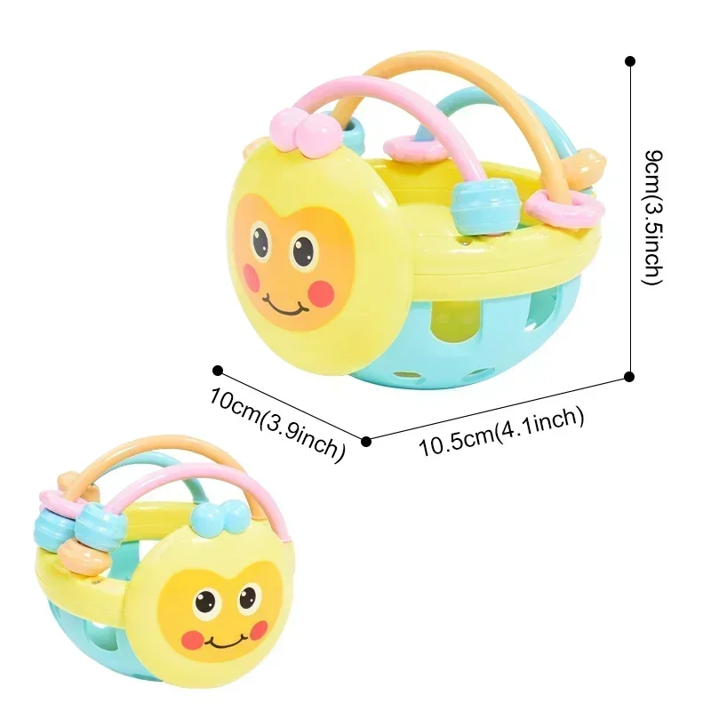 Crianças da primeira infância mordendo sino brinquedo, 1pc dos desenhos animados chocalho haltere para o bebê forma de abelha mão sino bebê chocalho de borracha macia brinquedo