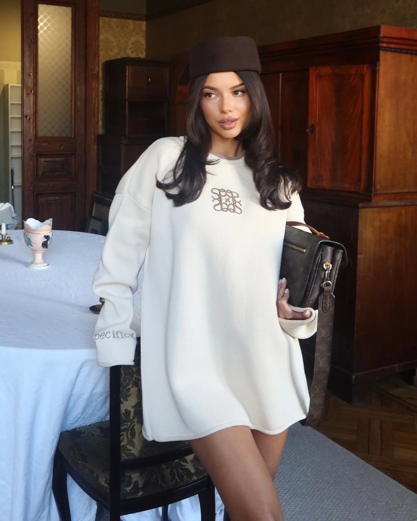 

Women Casual Letter Knitted Pullover Fashion Round Neck Loose Long Sleeve Sweater Lady 2025 New Autumn Daily Commuting Pullovers