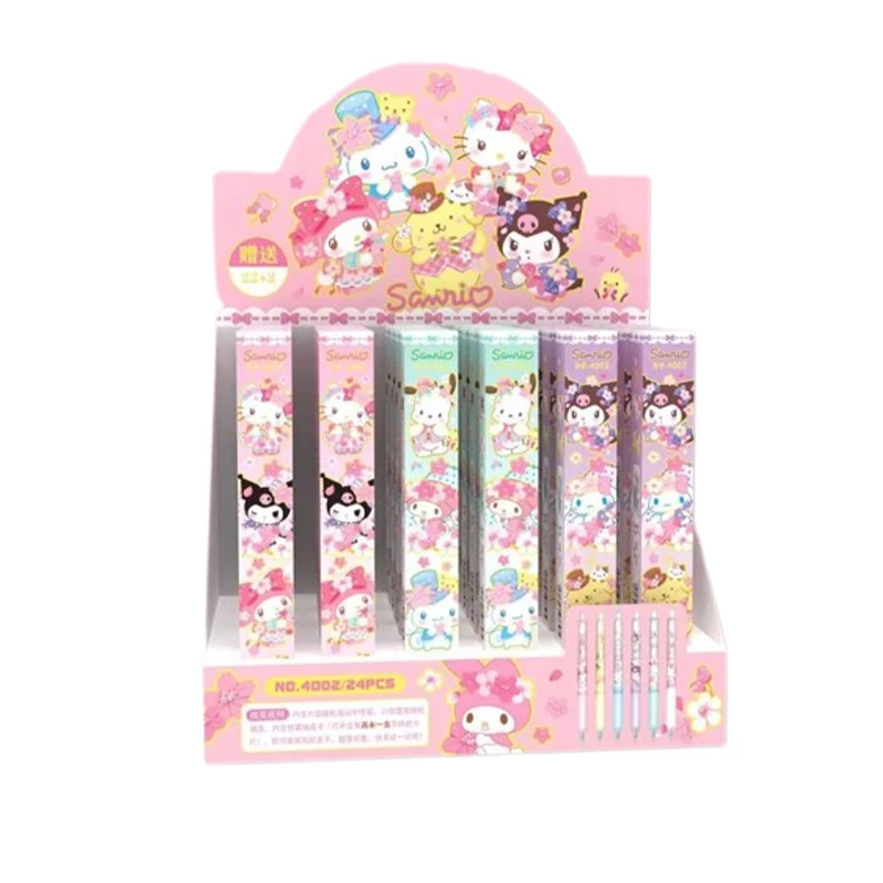 Imagem -06 - Sanrio Gel Pen com Kuromi Melody Cinnamoroll Pochacco Papelaria Estudante Escrever Canetas 0.5 Preto Escola Kid Exame Também Presentes Bonito Pcs 24 Pcs