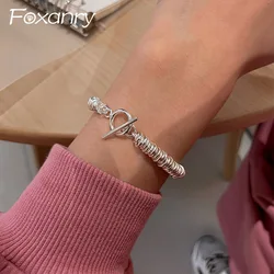 Foxanry Irregular Geometric Beaded OT Clasp Bracelet For Women Couples New Fashion Classic Punk Hip Hop Party Jewelry Gifts