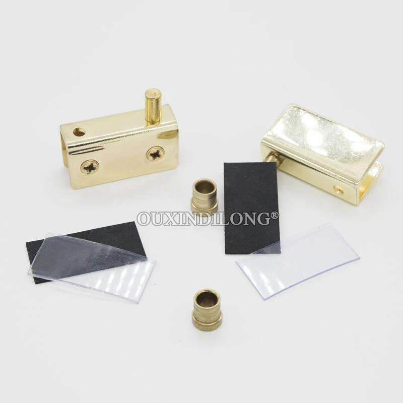 Brand New 8Pairs Stainless Steel Gold Glass Door Pivot Hinges Mall Display Cabinet Hinges for 5~8mm Glass