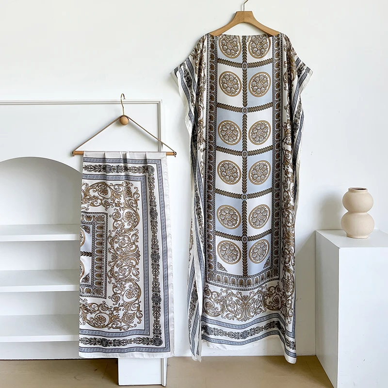 Summer Women's Satin Silk Sunscreen Robe Oversize African Dashiki Dubai Style Beachwear Fashionable Abaya Clothing view 6