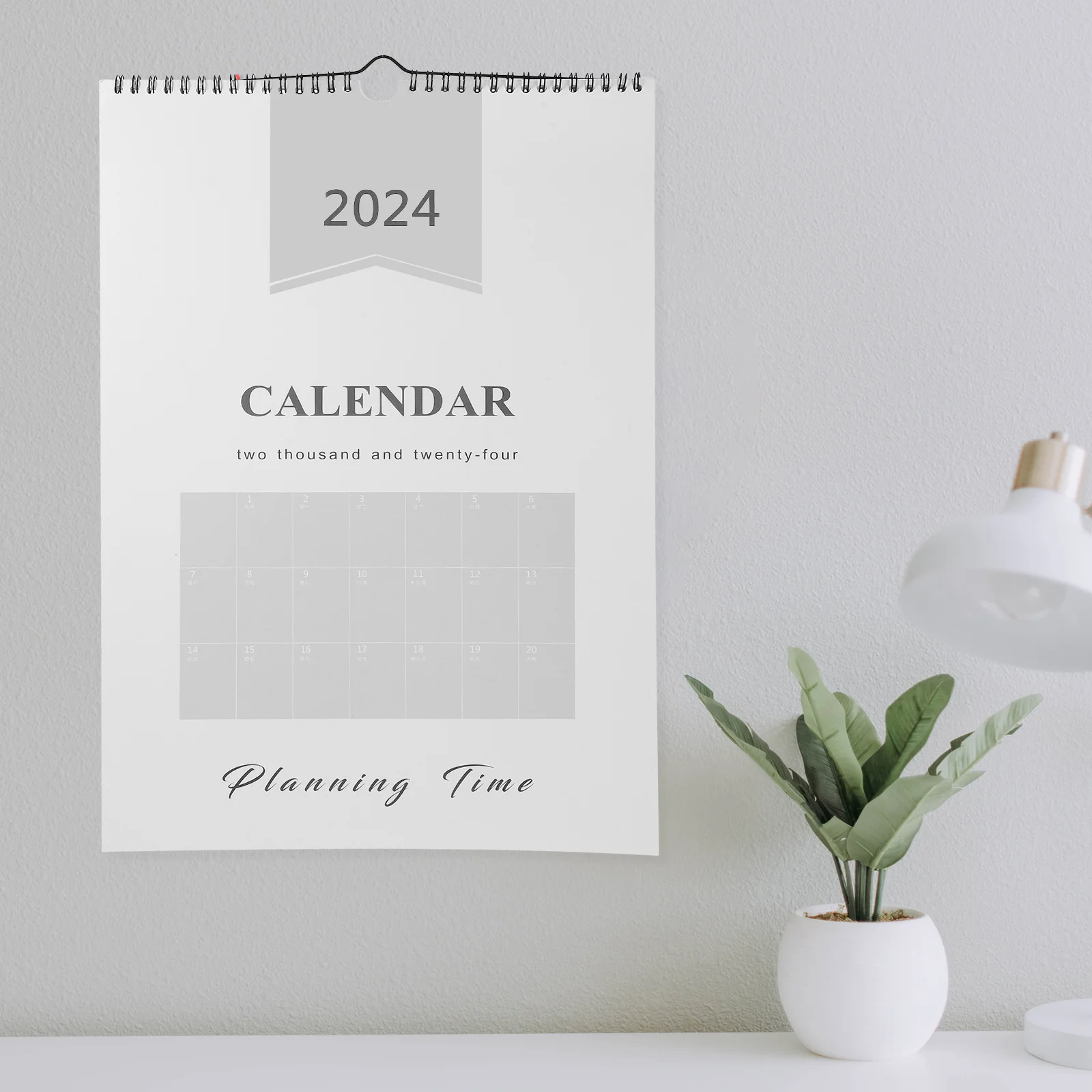 

2024 Wall-mounted Calendar A3 Planner Work Punch (Happiness Edition) (20239-202412) Delicate Monthly Desktop Holiday Hanging