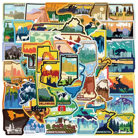 10/50 st USA Amerikanska 50 stater Reseklistermärken Estetiska dekaler DIY Bagage Telefon Motorcykel Bil Cykel Laptop Barnklistermärke Leksak 10 best sales North Face Pegatina - №3