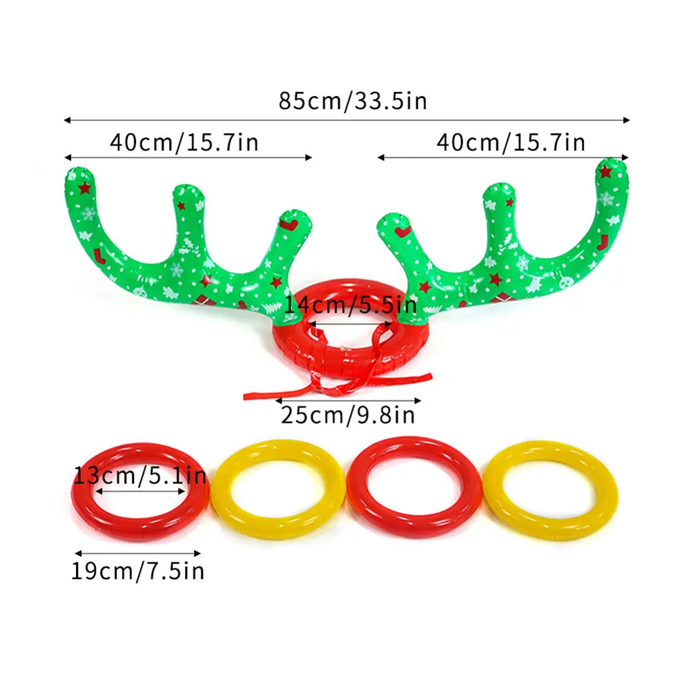 Inflatable Reindeer Antler แหวนโยนเกมคริสต์มาสปาร์ตี้เกม Inflatable Reindeer Antler หมวกแหวนสําหรับเด็กผู้ใหญ่ครอบครัว
