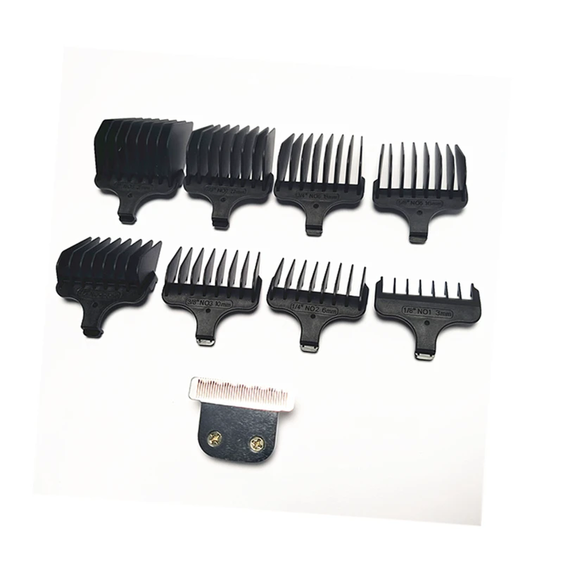 

1X Hair Clipper T-Blade +8X Guide Comb #1-#8,1/8"-1",3mm-25mm Replacement For Wahl 9870L 9876 9876L 5598 9880 9880L 9884L