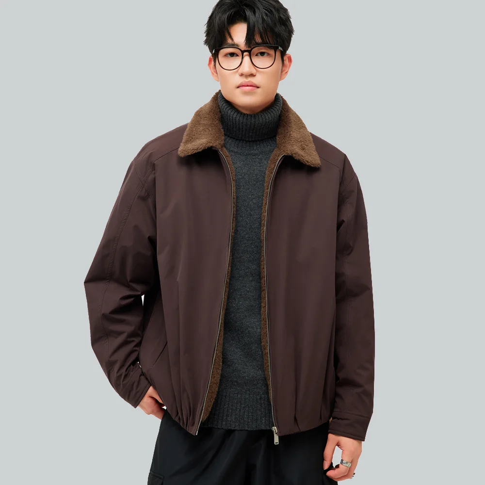 

Winter Faux Fur Liner Thicken Vintage Cargo Jacket Men Streetwear Fashion Loose Casual Warm Bomber Jacket Cityboy Coat Outerwear