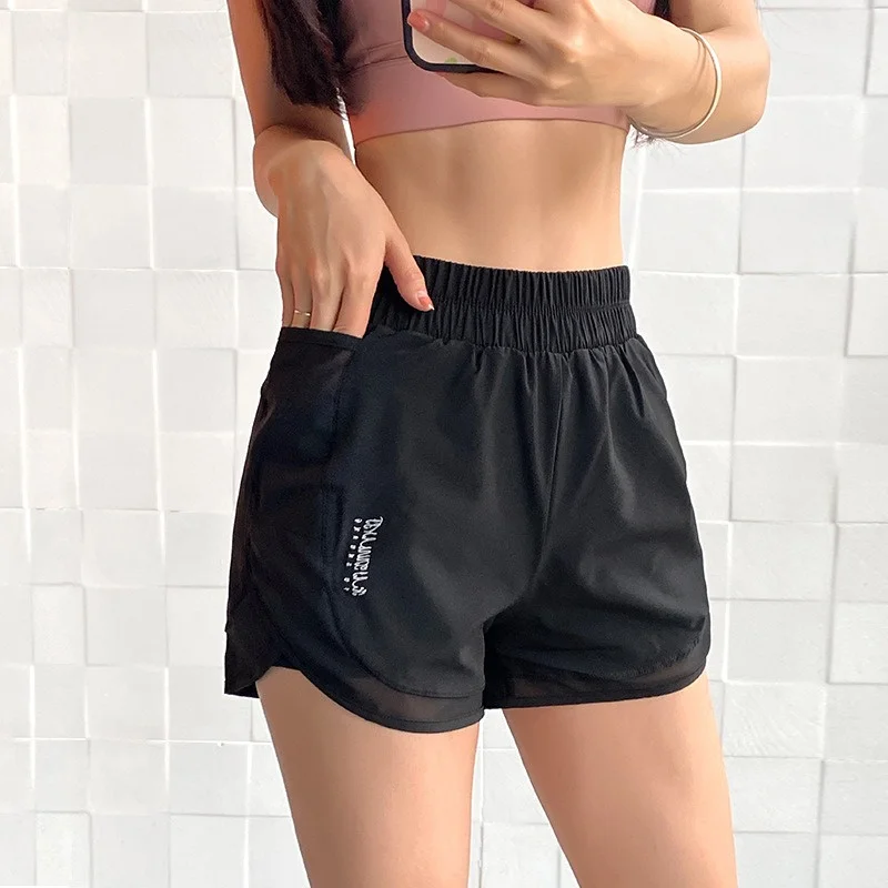 

Aiithuug with Pockets Women's Athletic Shorts High Waisted Running Short Pocket 2.5" Sporty Shorts Gym Elastic Workout Shorts