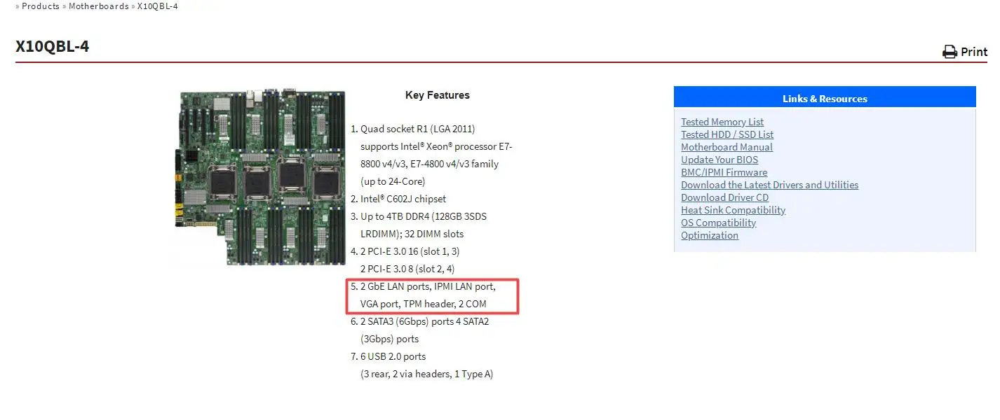 X10QBL-4 Supermicro マザーボード、クアッド ソケット R1 (LGA 2011)、Xeon プロセッサ E7-8800 v4/v3、E7-4800 v4/v3 ファミリ用
