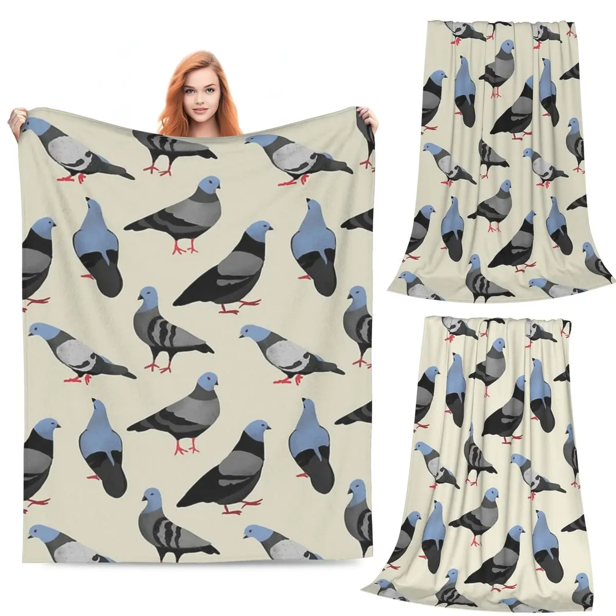 

Design 33 The Pigeons Blanket Fleece Sofa Multi-function Throw Blankets for Couch Bedding Office Throws Bedspread Quilt