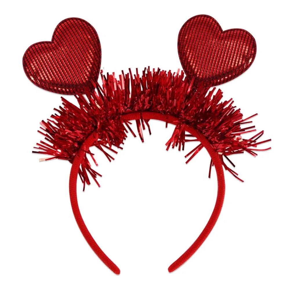 

Funny Felt Valentine's Day Hair Hoop Plastic Sequins Shining Heart Hairband Red Pink Festival Hair Accessories Family