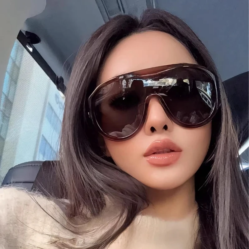 New Fashonable Oversized One-piece Luxury Sunglasses For Women Men Big Goggles Sports Sun Glasses Trendy Shades UV400 Eyewear