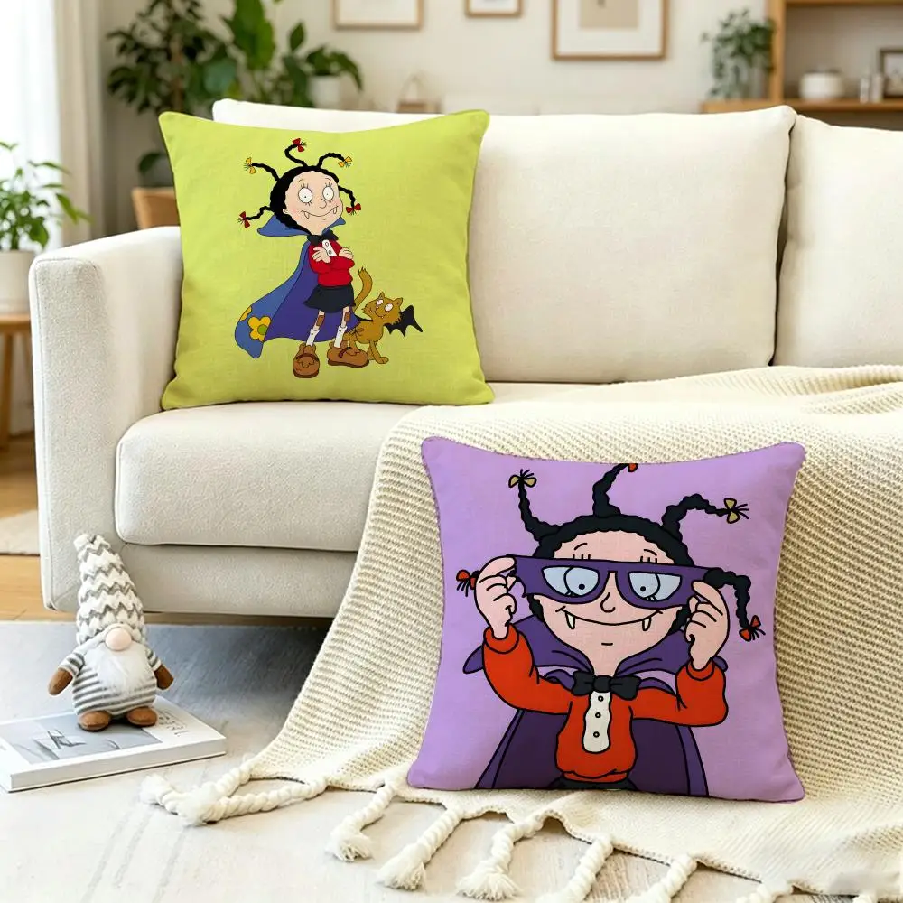 Spooky M-Mona the Vampire Cushion Cover Anti-dustmite Pillowcase Invisible zipper silky short plush Sofa cushion cover