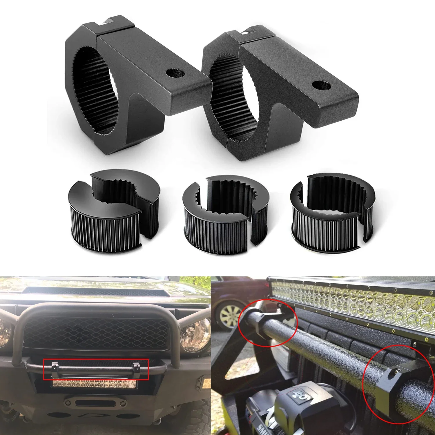 Car Motorcycle Horizontal Bull Bar Light Clamp Mounting Kit ATV Tube Roof Roll Cage Bumper Bullbar Handlebar Lamp Bracket Holder