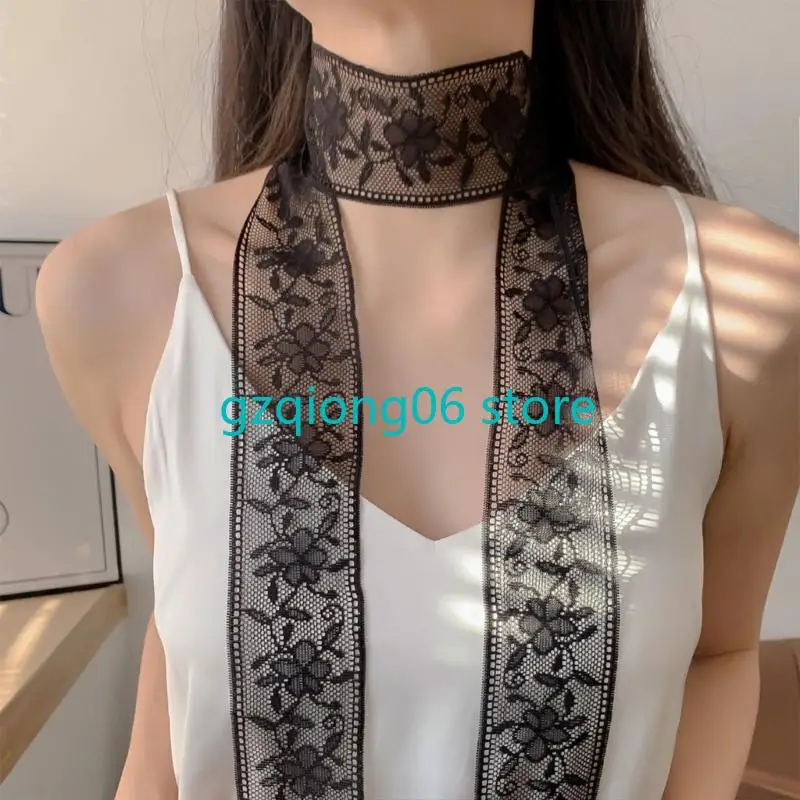 

K3NF Delicate Lace Scarf Light weight Fashion Lace Printed Scarf Stylish Lace Scarves for Special Occasion