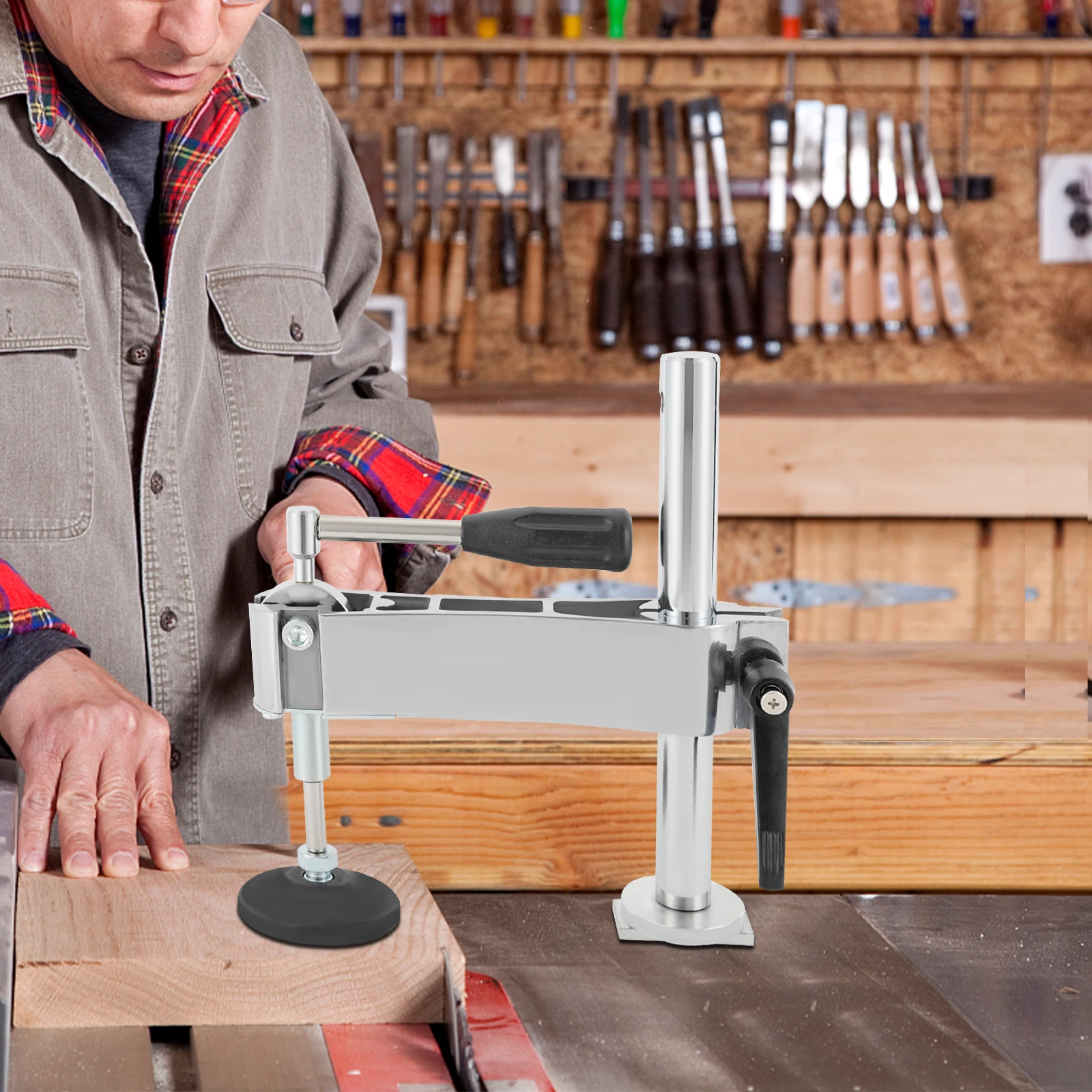 

Removable Design Table Saw Presser with T-clamp, Eccentric Press Manual Clamp Fits Providing High Precision and Tight Clamping
