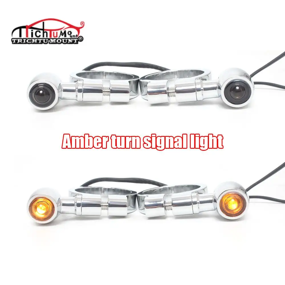 Motorcycle 41mm Fork Tube LED Turn Signal Light Amber Blinker Bullet Flasher Lamp clignotant moto led Universal Moto Accessories