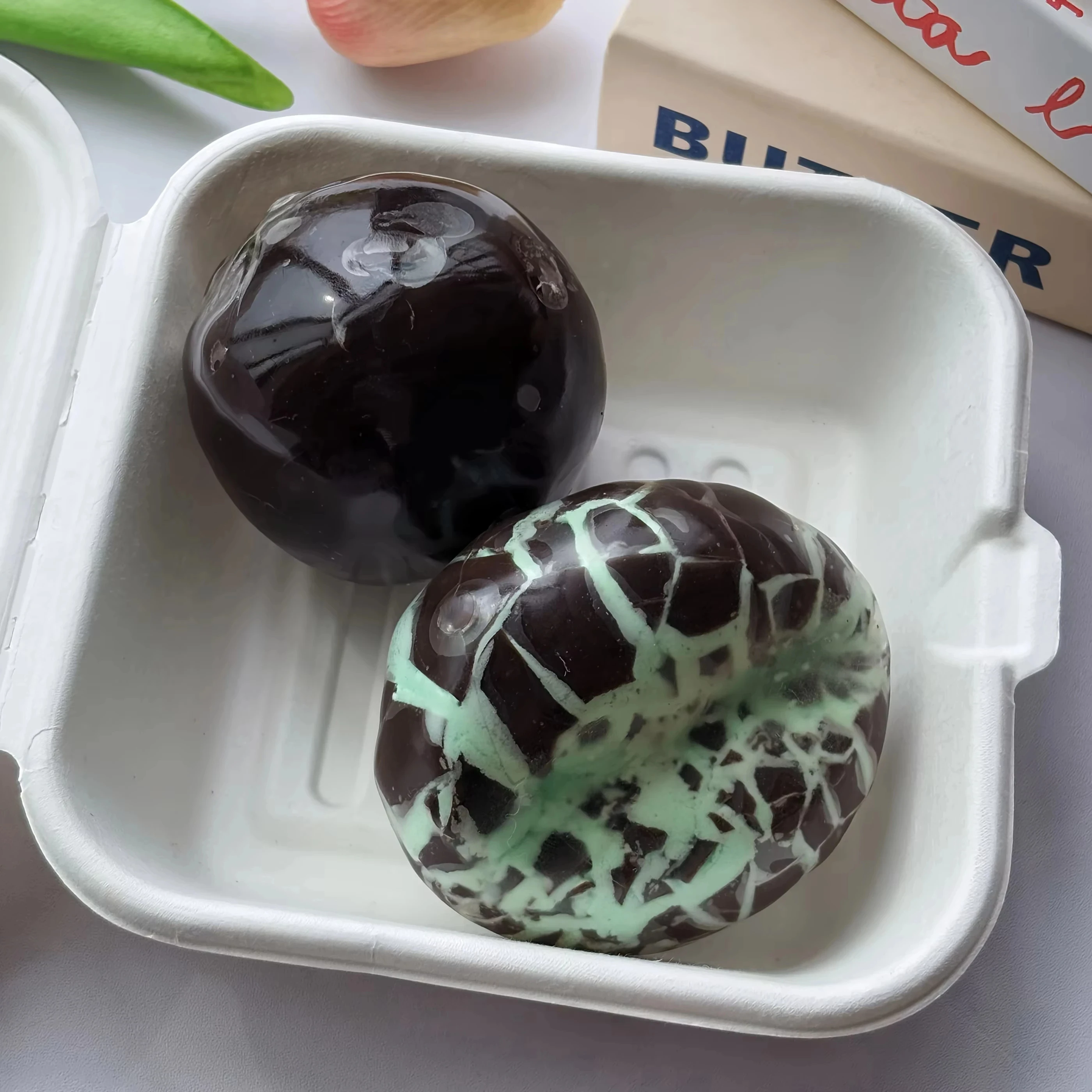 Mint Dark Chocolate Crispy Ball Squishy Toy Handmade Squeeze Stress Relief Fidget Sensory ASMR Anti Stress Decompression Gift