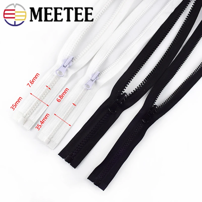 Meetee 5# 8# Resin Open-end Zipper Teeth Rotating Double Side Slider for Coat Down Jacket Outdoor Tent Crafts Sewing Accessory