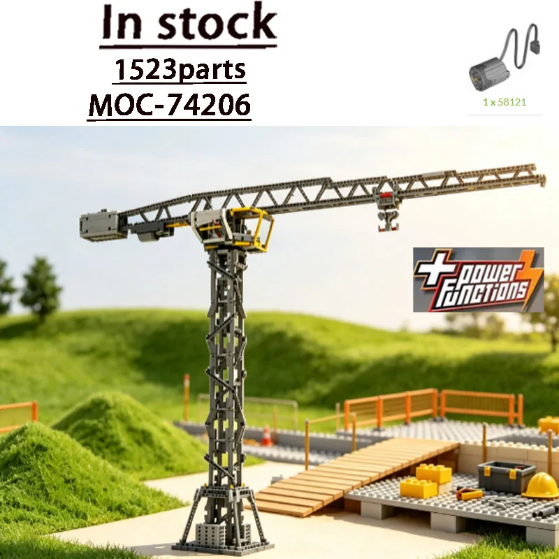 Building Blocks MOC-74206 Classic High-Rise Tower Remote Control Crane 1523 Parts Creative Holiday Christmas Toy Gift