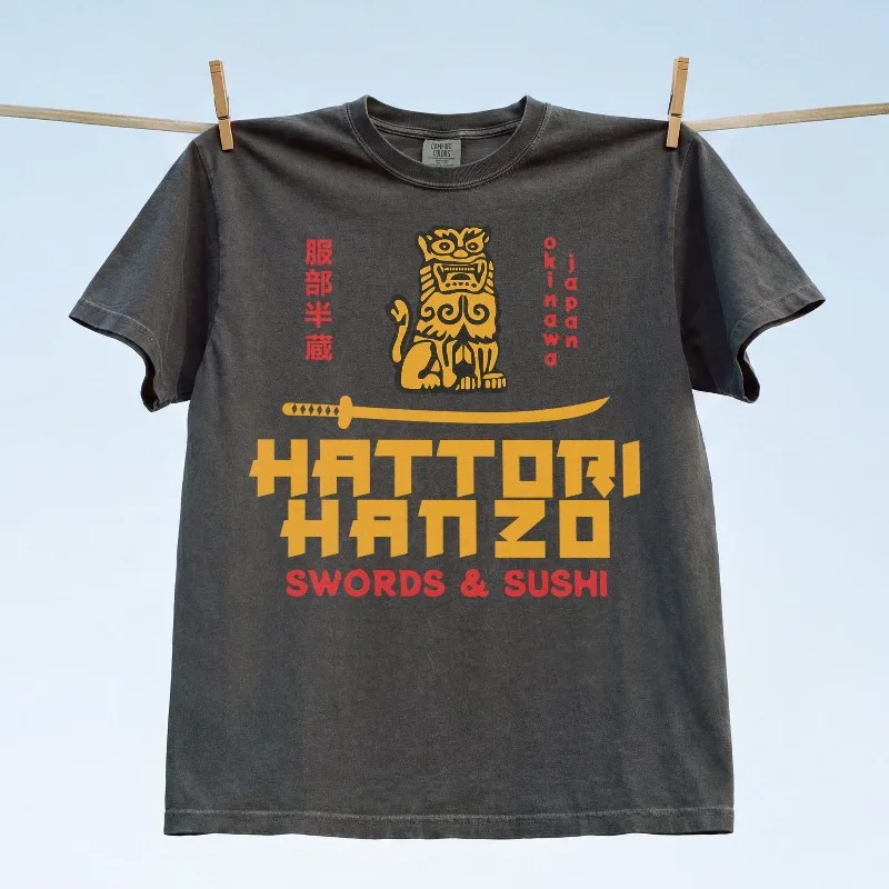 Hattori Hanzo T-Shirt Vintage Japanese Kill Bill Movie Graphic Tees Men's Women Tops Streetwear Casual Oversized Short Sleeve