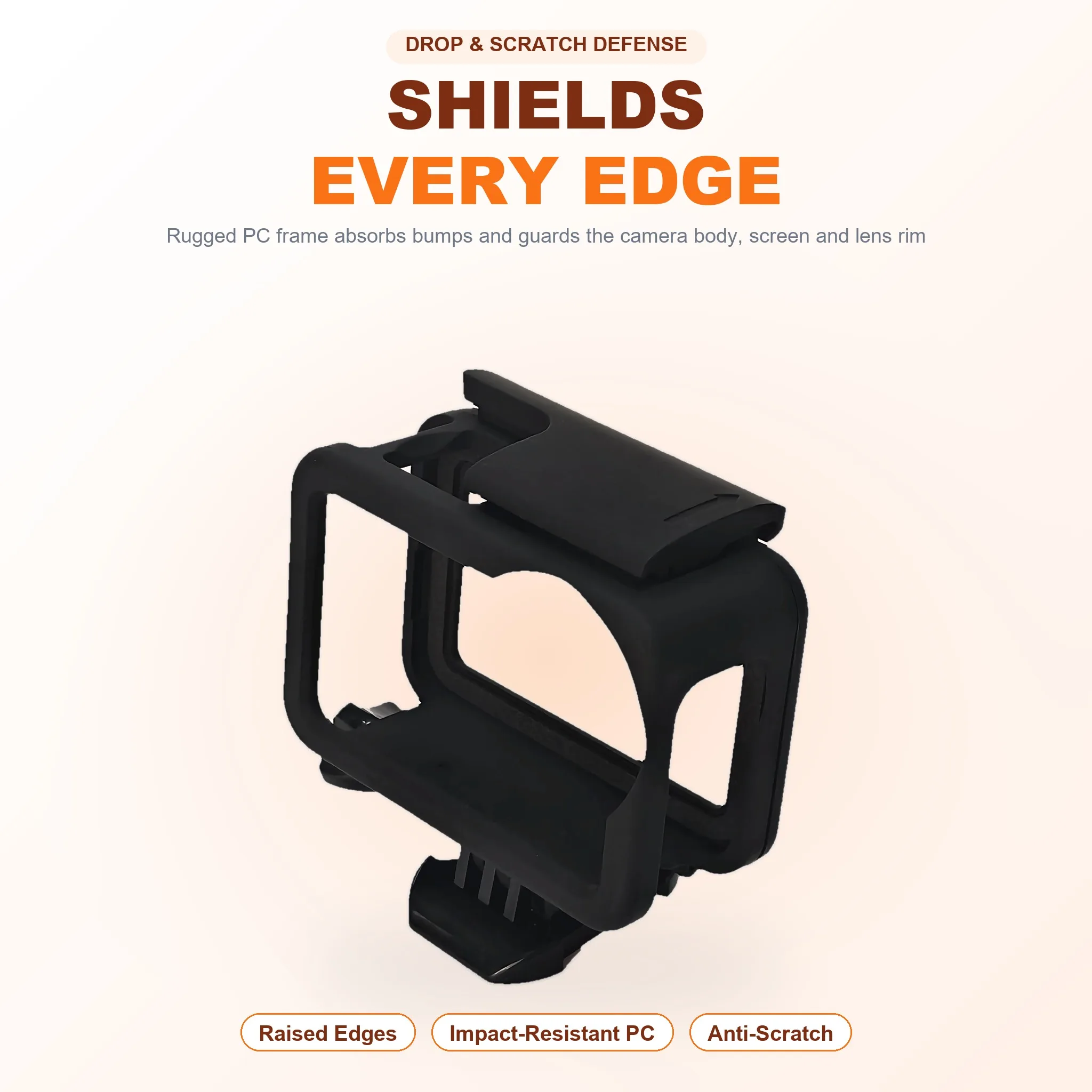 for DJI Action 6 Protective Frame Housing Rugged PC Flip Open Quick Release Mounting Bracket Thumbscrew GoPro 3 Prong Adapter