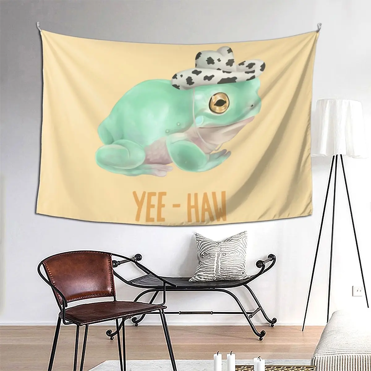 

Cowboy Frog Tapestry Art Wall Hanging Aesthetic Home Decor Tapestries for Living Room Bedroom Dorm Room