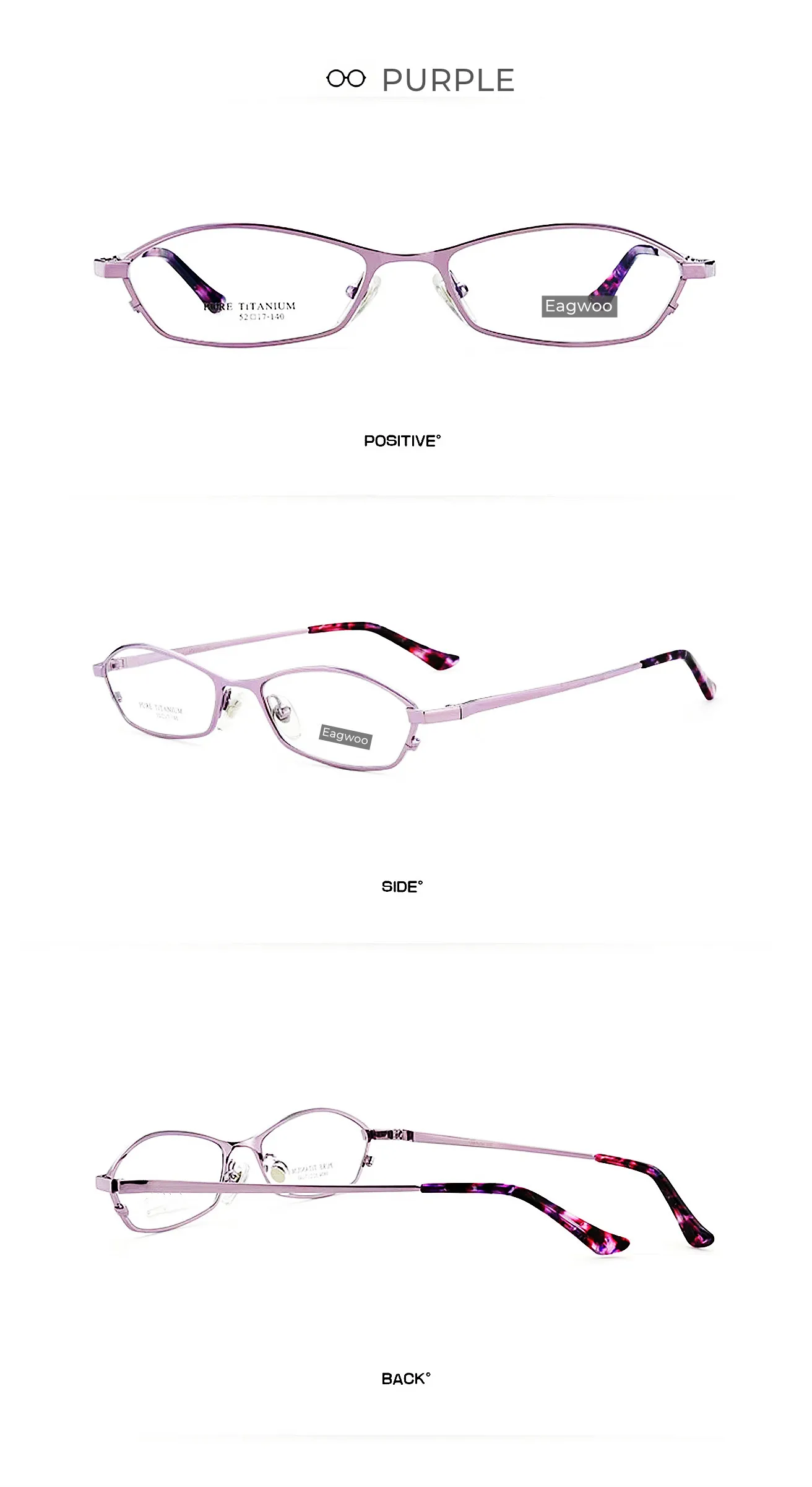 Reinem Titan Frauen Brille Entworfen Abnorme Form Vollrand Spektakel Hohe Grade Rezept Brillen – Detail 9