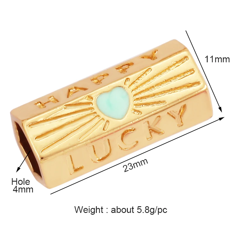 Happy Lucky Heart beads Cylinder Tube, Metal Brass Based , Spacor beads , Bead knotting supplies , men\'s bead K58 S39