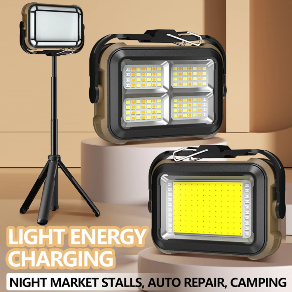 LED Solar Work Light COB Flood Light, 4 modos de iluminação, Bateria 3600mAh, Recarregável TYPE-C Charging, Worklight magnético para garagem